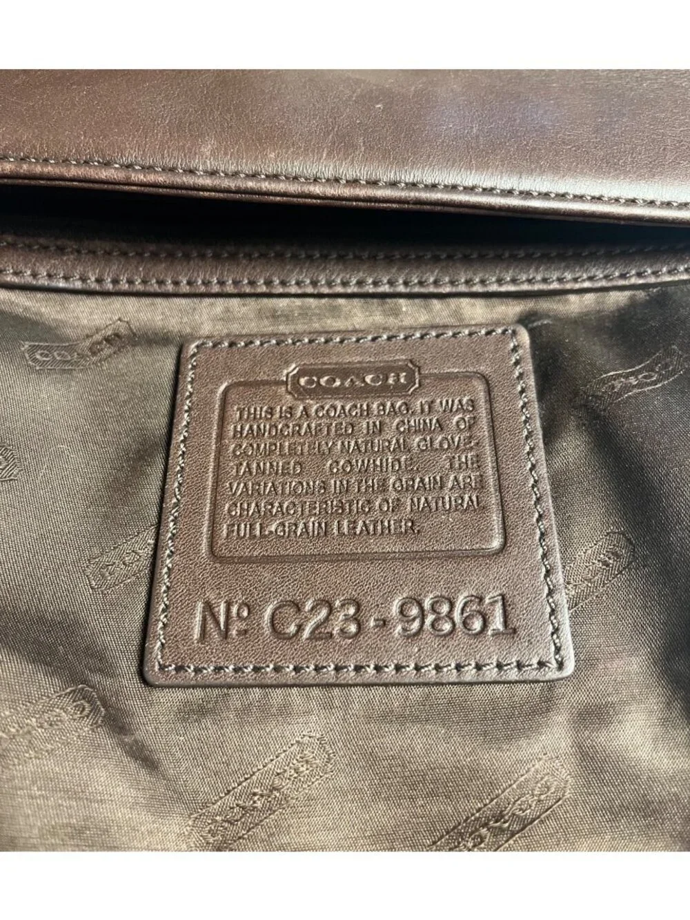 Coach VTG Legacy Shoulder Bag Brown Leather C23-9861 Adj. Strap Top-Zip Close